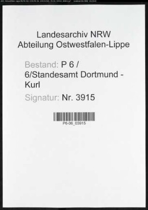 Sterberegister Standesamt Dortmund-Kurl (XV)