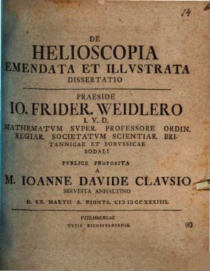 De helioscopia emendata et illustrata diss.