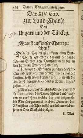 Das XIV. Cap. Zur Land-Charte Von Ungarn und der Türckey.