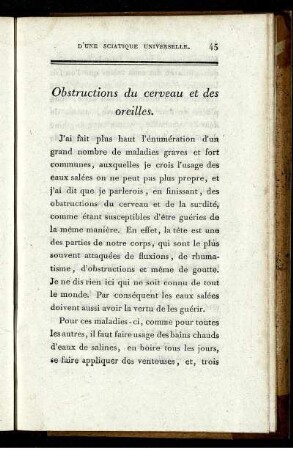 Obstructions du cerveau et des oreilles.