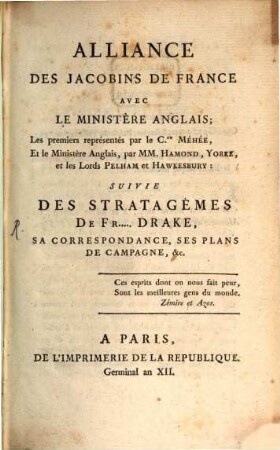 Alliance des Jacobins de France avec le ministre anglais