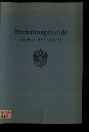 Verwaltungsbericht der Stadt Köln / 1933/34