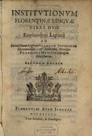 Institutionum Florentinae linguae libri duo