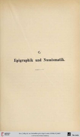 C. Epigraphik und Numismatik