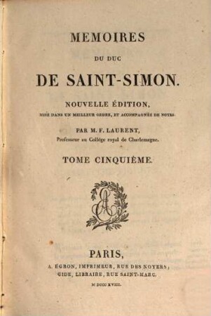 Mémoires du duc de Saint-Simon. 5