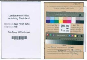 Entnazifizierung Wilhelmine Steffens , geb. 27.05.1893 ()