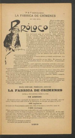 La fábrica de crímenes - Prólogo [y] Capitulo primero : PBT novelesco