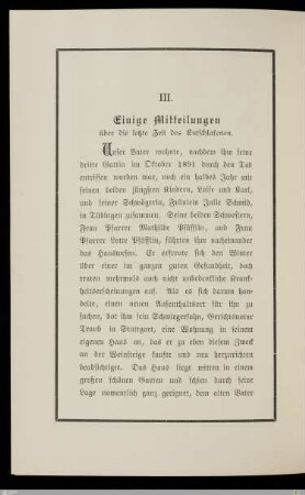 Mitteilungen über die letzte Zeit des Entschlafenen