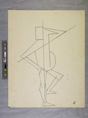 o. T. (Stehender Akt, stark abstrahiert; aus dem Unterricht - Aktzeichnen - bei Oskar Schlemmer)