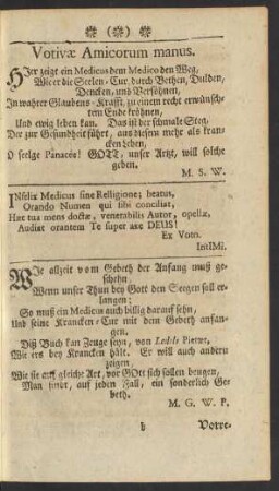Votivae Amicorum manus.