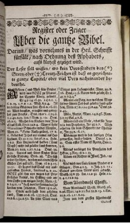 Register oder Zeiger Uber die ganze Bibel.