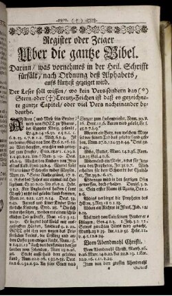 Register oder Zeiger Uber die ganze Bibel.