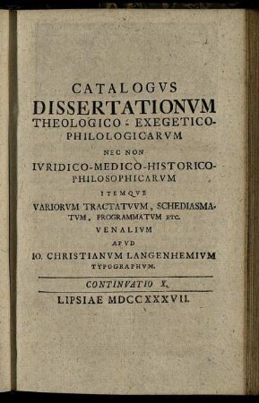 Continuatio X. Lipsiae M DCC XXXVII.