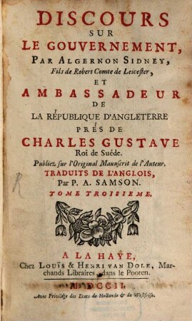 Discours sur le gouvernement, 3