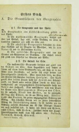 A. Die Grundlehren der Geographie