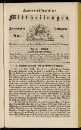Zwanzigster Jahrgang. No. 4.