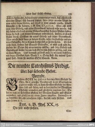 Die neundte Catechismus-Predigt, über das siebende Gebot