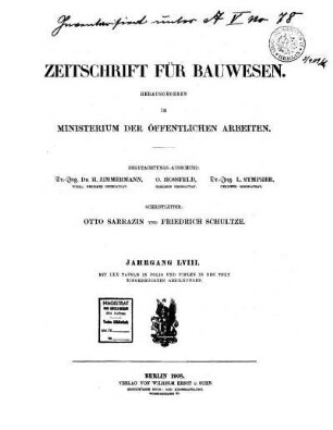 LVIII.1908: Zeitschrift für Bauwesen