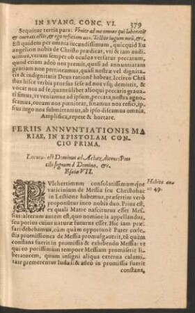 Feriis Annuntiationis Mariae, In Epistolam ...