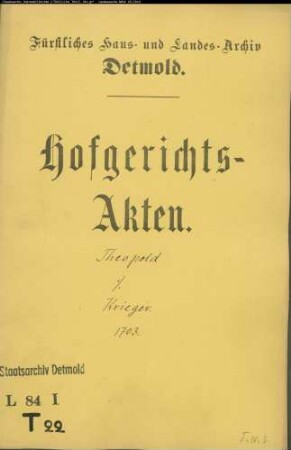 Theopold, Henrich Werner, Dr. gegen Bürgermeister Krieger zu Blomberg - Näherrecht
