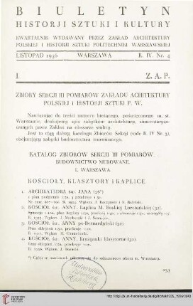 Zbiory Sekcji III Pomiarów Zakładu Architektury Polskiej i Historji Sztuki P. W.