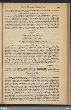 Ueberschauender Bericht über die Frankfurter Ausstellung
