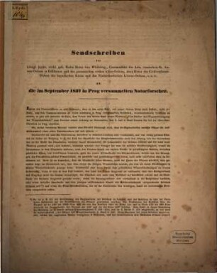 Sendschreiben an die im September 1837 in Prag versammelten Naturforscher