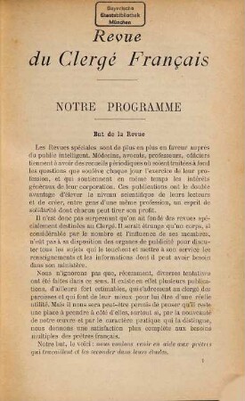 Revue du clergé français. 1. 1895 = Année 1