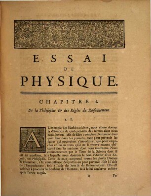 Essai de physique : avec une description de nouvelles sortes de machines pneumatiques et un recueil d'expériences par J. V. M.. 1