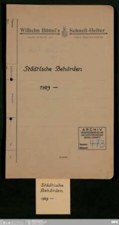 Korrespondenz mit städtischen Behörden