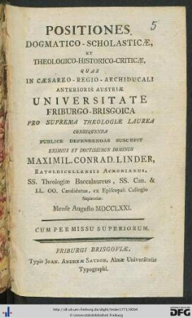 Positiones Dogmatico-Scholasticae, Et Theologico-Historico-Criticae