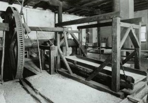 Antonsthal (Breitenbrunn-Antonsthal). Silberwäsche "Unverhofft Glück". Schöpfrad zum Heben der Pochtrübe in das Gerinne oberhalb des Mehlkastens