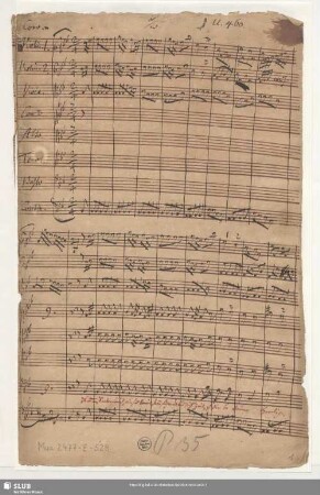 Komm Seelenfreund wir sind bereit. Excerpts - Mus.2477-E-528 : S, Coro, orch; E|b