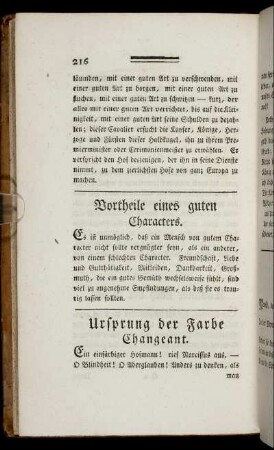 Vortheile eines guten Characters