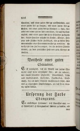 Vortheile eines guten Characters