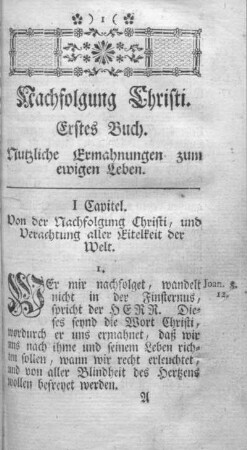 Nachfolgung Christi. Erstes Buch. Nützliche Ermahnungen zum ewigen Leben.