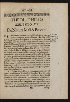 Theol. Philos. Exhibitio XIX.