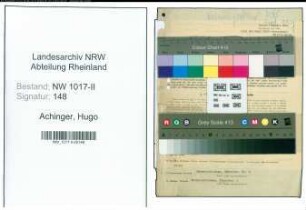 Entnazifizierung Hugo Achinger , geb. 14.10.1890 (Obersteuerinspektor)