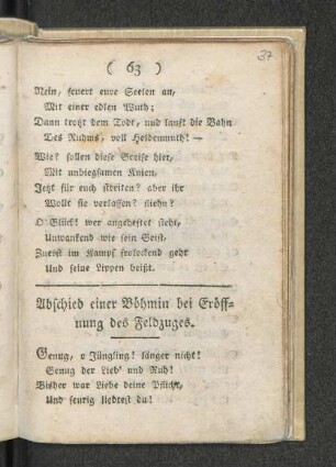 Abschied einer Böhmin bei Eröffnung des Feldzuges.