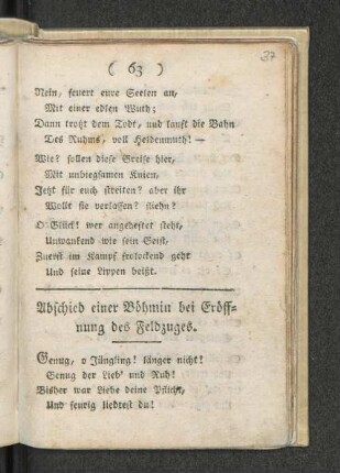 Abschied einer Böhmin bei Eröffnung des Feldzuges.