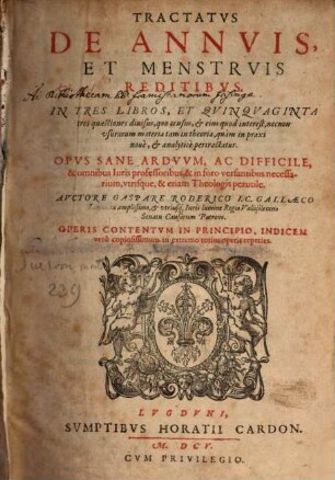 Tractatus de annuis et menstruis redditibus