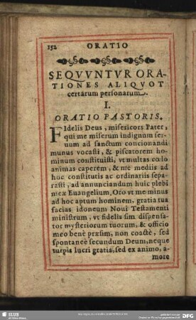 Oratio Sequuntur Orationes Aliquot certarum personarum