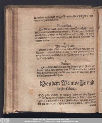 Von dem Weinwachs und dessen Lesung.