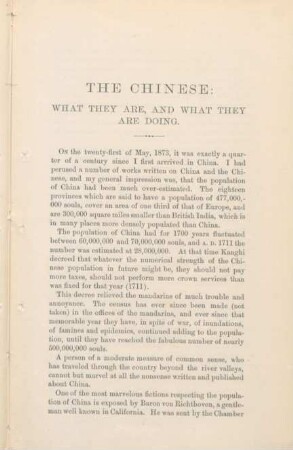 The Chinese: what they are, and what they are doing.