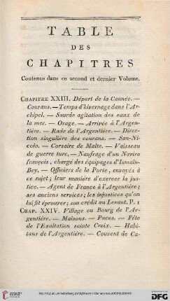 Table des chapitres contenus dans ce second et dernier volume