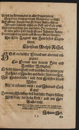 So ist ein liebster Freund mir abermal entzogen/[...]