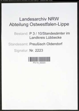 Heiratsregister Standesamt Preußisch Oldendorf