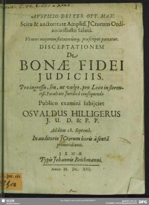 Disceptationem de bonae fidei iudiciis