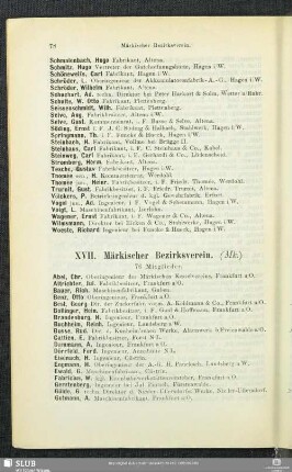 XVII. Märkischer Bezirksverein.