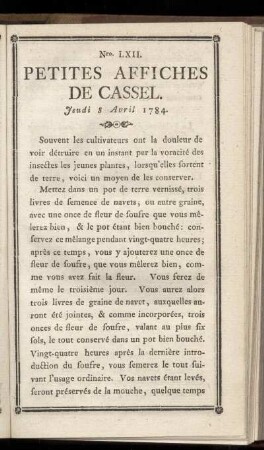 No LXII (Jeudi 8 Avril 1784)